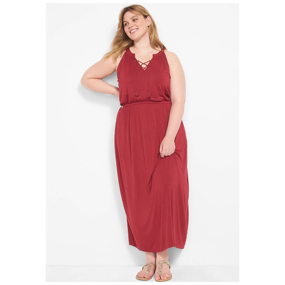 Lane Bryant Burgundy Knit Maxi Dress Sz.30/32W NWT